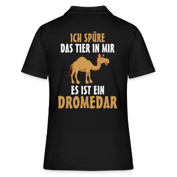 Dromedar - Frauen Polo Shirt - Schwarz - Hinten - Ailine (174cm)