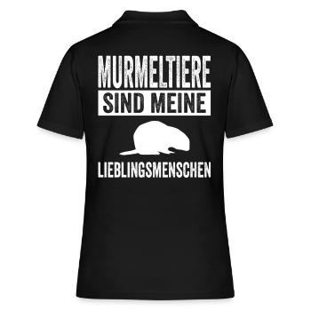Murmeltier - Frauen Polo Shirt - Schwarz - Hinten - Ailine (174cm)