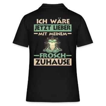 Frosch Frösche - Frauen Polo Shirt - Schwarz - Hinten - Ailine (174cm)
