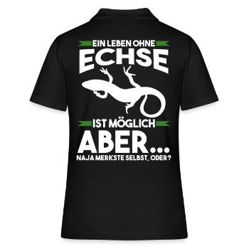 Terrarium Echse Echsen - Frauen Polo Shirt - Schwarz - Hinten - Ailine (174cm)