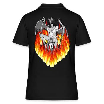Flammen Fegefeuer Teufelin Hölle Horror Halloween - Frauen Polo Shirt - Schwarz - Hinten - Ailine (174cm)