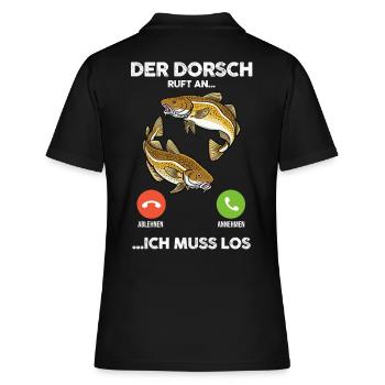 Angeln Angler Dorsch Fischer - Frauen Polo Shirt - Schwarz - Hinten - Ailine (174cm)