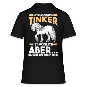 Reitlehrer Tinker Pferd - Frauen Polo Shirt - Schwarz - Hinten - Ailine (174cm)