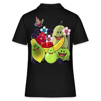 Fruits d’été Fruits Cuisine végétarienne Fruits - Polo Femme - noir - Dos - Ailine (174cm)