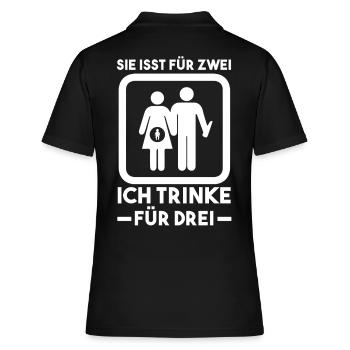 Werdender Papa - Frauen Polo Shirt - Schwarz - Hinten - Ailine (174cm)