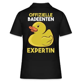 Ente Quitscheente Badeenten - Frauen Polo Shirt - Schwarz - Hinten - Ailine (174cm)