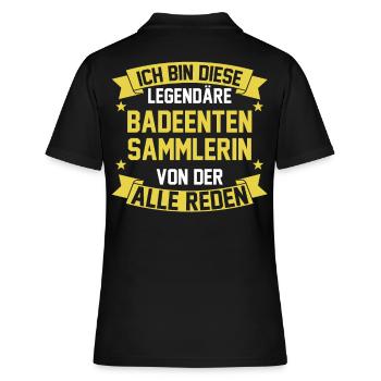 Ente Quitscheente Badeenten - Frauen Polo Shirt - Schwarz - Hinten - Ailine (174cm)
