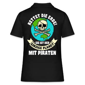 Pirat Piraten - Frauen Polo Shirt - Schwarz - Hinten - Ailine (174cm)