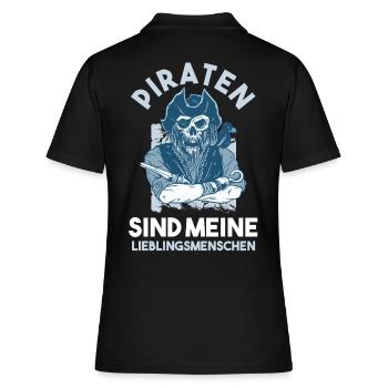 Pirat Piraten - Frauen Polo Shirt - Schwarz - Hinten - Ailine (174cm)
