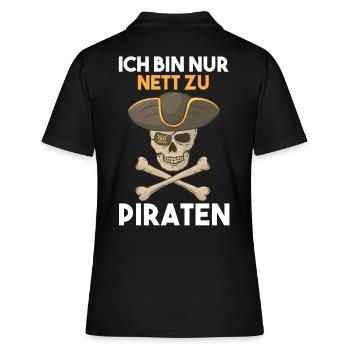 Pirat Piraten - Frauen Polo Shirt - Schwarz - Hinten - Ailine (174cm)