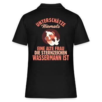 Sternzeichen Wassermann - Frauen Polo Shirt - Schwarz - Hinten - Ailine (174cm)