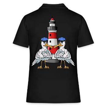 Maritim Möwen Seevögel Leuchtturm Küste Seevogel - Frauen Polo Shirt - Schwarz - Hinten - Ailine (174cm)