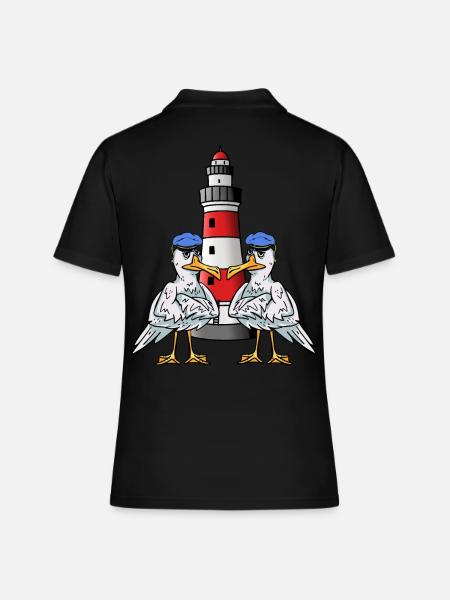Mouettes maritimes Oiseaux de mer Phare Côte Oiseaux de mer - Polo Femme - noir