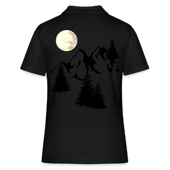 Mountains Moon Peak Spruce Navel Tree Fir Natural - Women's Polo Shirt - black - Back - Ailine (174cm)