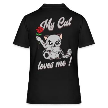 My cat loves me! - Women's Polo Shirt - black - Back - Ailine (174cm)