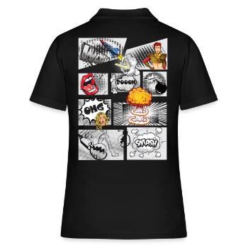 Comic Stil - Frauen Polo Shirt - Schwarz - Hinten - Ailine (174cm)