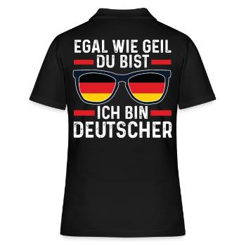 Deutscher Deutsches Deutschland - Frauen Polo Shirt - Schwarz - Hinten - Ailine (174cm)