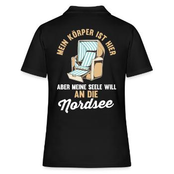 Meine Seele will an die Nordsee - Frauen Polo Shirt - Schwarz - Hinten - Ailine (174cm)