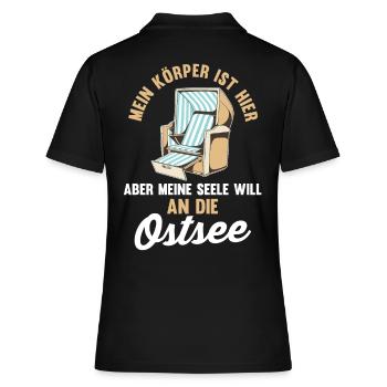 Meine Seele will an die Ostsee - Frauen Polo Shirt - Schwarz - Hinten - Ailine (174cm)