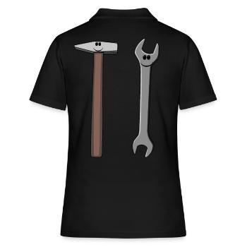 Hammer Handwerker Werkzeug Berufe Handwerk Job - Frauen Polo Shirt - Schwarz - Hinten - Ailine (174cm)