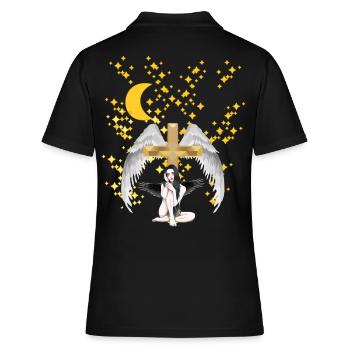 Himmlisch Kreuz Engel Himmel Jenseits Tod - Frauen Polo Shirt - Schwarz - Hinten - Ailine (174cm)