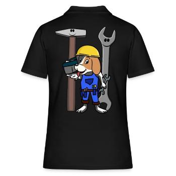 Baustelle Handwerker Hund Werkzeug Schutzhelm Job - Frauen Polo Shirt - Schwarz - Hinten - Ailine (174cm)
