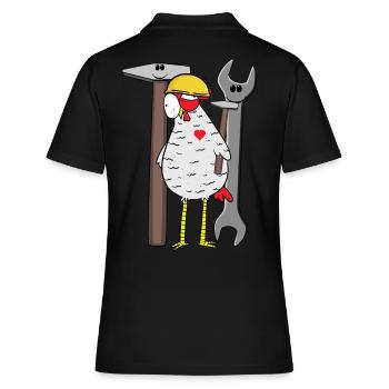 Baustelle Huhn Werkzeug Schutzhelm Bauherr Bauen - Frauen Polo Shirt - Schwarz - Hinten - Ailine (174cm)