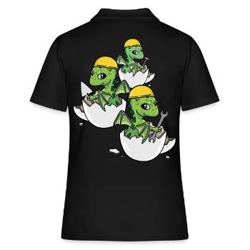Dino Handwerker Eierschale Werkzeug Berufe Arbeit - Frauen Polo Shirt - Schwarz - Hinten - Ailine (174cm)
