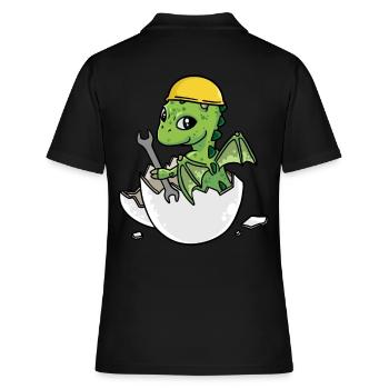 Dino Handwerker Eierschale Werkzeug Kfz Werkstatt - Frauen Polo Shirt - Schwarz - Hinten - Ailine (174cm)