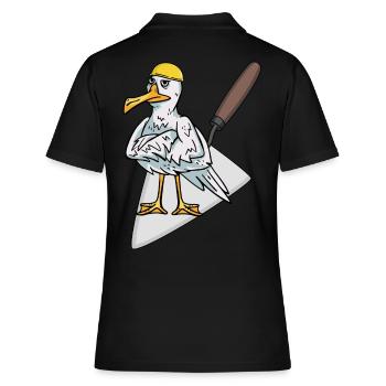 Baustelle Handwerker Möwe Maurer Maurerkelle Bauen - Frauen Polo Shirt - Schwarz - Hinten - Ailine (174cm)