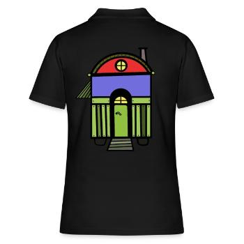 Bauwagen Hütte Wohnmobil Campingwagen wohnen Haus - Frauen Polo Shirt - Schwarz - Hinten - Ailine (174cm)