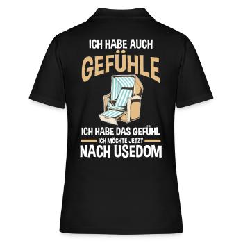 Ostsee Usedom - Frauen Polo Shirt - Schwarz - Hinten - Ailine (174cm)