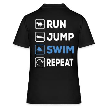 Run Jump Swim Repeat Dock Diving Dog - Women's Polo Shirt - black - Back - Ailine (174cm)