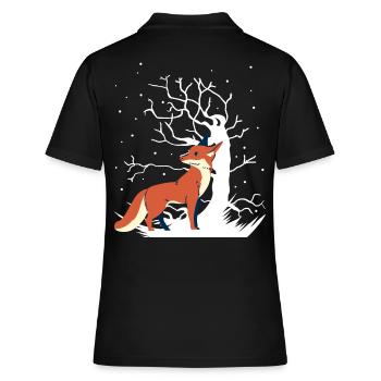 Fuchs Xmas Waldtiere Schnee Weihnachtsgeschenk - Frauen Polo Shirt - Schwarz - Hinten - Ailine (174cm)