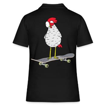 Skateboard Huhn Skaten Skater Jugendliche Skaten - Frauen Polo Shirt - Schwarz - Hinten - Ailine (174cm)