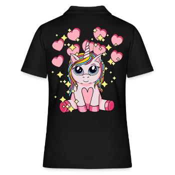 herzliches Einhorn Fabeltier Kinder Sternenstaub - Frauen Polo Shirt - Schwarz - Hinten - Ailine (174cm)