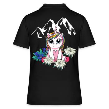 Alpes Licorne Enfants Tyrol Montagnes Sommets Fleurs - Polo Femme - noir - Dos - Ailine (174cm)