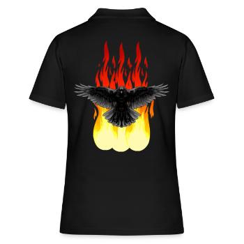 Rabe Feuer Okkult spirituell Ritual Satan Horror - Frauen Polo Shirt - Schwarz - Hinten - Ailine (174cm)