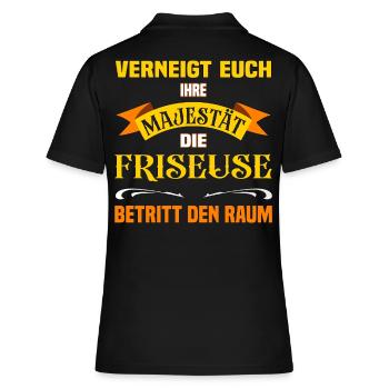 Ihre Majestät die Friseuse lustiges Beruf - Frauen Polo Shirt - Schwarz - Hinten - Ailine (174cm)