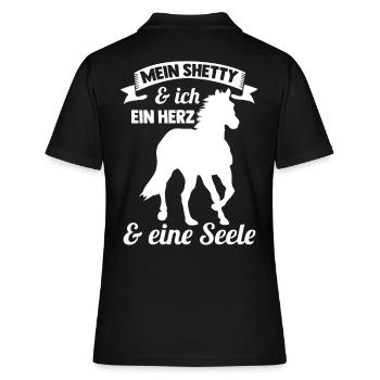 Pferd Reitsport Reiten Pferdesport Shetty - Frauen Polo Shirt - Schwarz - Hinten - Ailine (174cm)