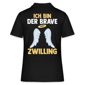 Zwillingsgeschwister Braver Zwilling Zwillinge - Frauen Polo Shirt - Schwarz - Hinten - Ailine (174cm)