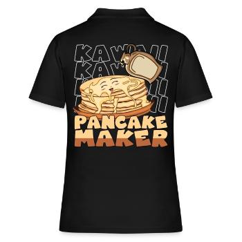 Kawaii Pancake Maker Lächelte Pfannkuchen Sirup - Frauen Polo Shirt - Schwarz - Hinten - Ailine (174cm)
