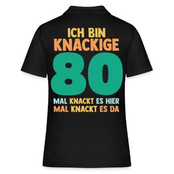 Achtzig 80 Jahre Achtzigster Geburtstag - Frauen Polo Shirt - Schwarz - Hinten - Ailine (174cm)