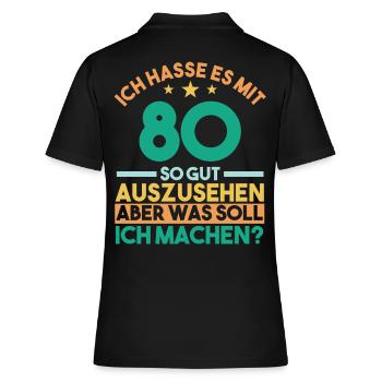 Achtzig Achtzigster 80 Jahre Geburtstag - Frauen Polo Shirt - Schwarz - Hinten - Ailine (174cm)