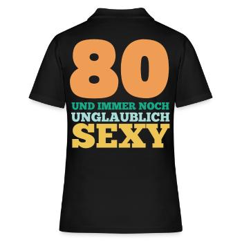 Achtzig 80 Jahre Achtzigster Geburtstag - Frauen Polo Shirt - Schwarz - Hinten - Ailine (174cm)
