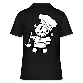 Chef amateur Art culinaire Teddy Bear Cook Soup Louche Ours à la louche - Polo Femme - noir - Dos - Ailine (174cm)
