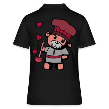 Chef amateur Art culinaire Teddy Bear Cook Soup Louche - Polo Femme - noir - Dos - Ailine (174cm)