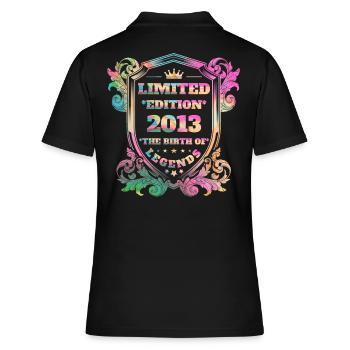 2013 Birthday vintage vintage rainbow colors - Women's Polo Shirt - black - Back - Ailine (174cm)