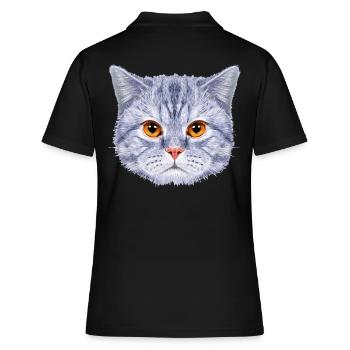 Tête de chat Visage de chat Bleu - Polo Femme - noir - Dos - Ailine (174cm)