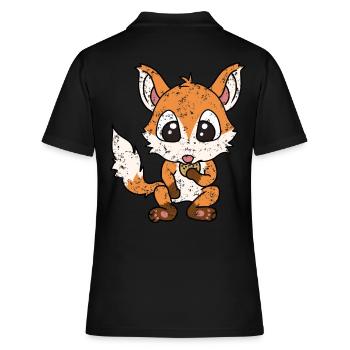 Little Fox Hunger Cookies Style Rétro Vintage - Polo Femme - noir - Dos - Ailine (174cm)